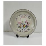 Vintage Country Garden metal tray