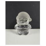 Glass Santa frosted hat glows blue under 365NM
