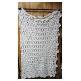 Vintage crocheted lacy table cloth 68x62
