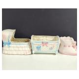 3 vintage ceramic nursery planters