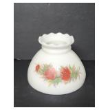 Vintage floral spray hurricane milk glass lamp