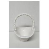 Vintage handmade ceramic glazed white basketweave