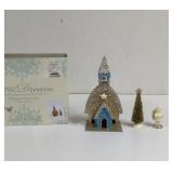 1986 Dept 56 Snow Dream Glitter Church Set With