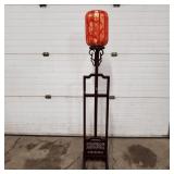 Tall lamp with Red & Gold Shade   -QU