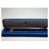 Vintage, 9ct Gold, Solid Curb Link Bracelet With n