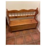 Pine bench with storage