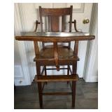 Wood High Chair with Tin Food Tray