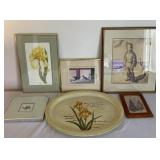 Iris painting and tray,, Ken Danby cats - C