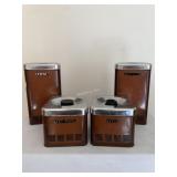 4 piece brown metal canister set - C