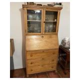 Secretary desk with glass hutch