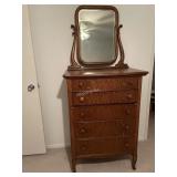Tiger Oak Tall Dresser w/ Mirror