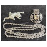 JJ cat pin, Dawson Bowman brooch & ring , Monet ++