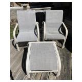 Hauser metal patio chairs & ottoman - G