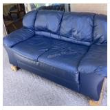 Blue Leather-like loveseat - G