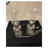 Pair electric glass hurricane lamps - KA