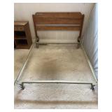 Dbl bed maple headboard & steel frame - G