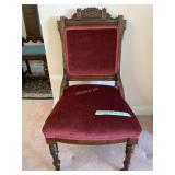 Antique velvet upholstered chair- G