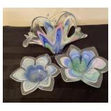 Murano w/ orig sticker basket Votive holders  - KA