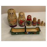 USSR nesting dolls & Noritake basket - KA