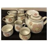 Denby GYPSY teapot, cups/ saucers, cream & sugar