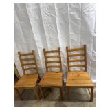 3 ikea style pine chairs