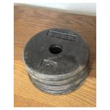 5 lb York weight plates (4x)  1inch diameter - Q