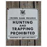 Metal Sign -Crown Game Preserve R