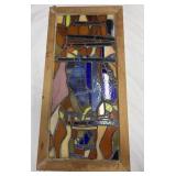 Stained Glass Art in Wood Frame - T
