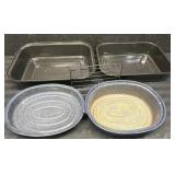 2 Enamelware Roasting Pans, incl Wire Rack - H