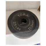 York Barbell 25-lbs cast iron weight plate x2  - Q