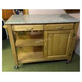 Rolling Kitchen Cart  Wood & Granite