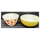 Pyrex Primary yellow, Red Polka Dot Bowls - H