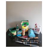 Gardening tools, seeder, fertilizer,grass seeds