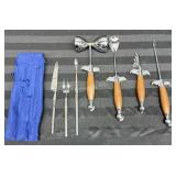 Chrome & Wood Bar Tool Set - L