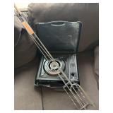 Camping stove and hotdog roasters. L