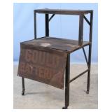 Gould Batteries Display Stand w/ Embossed Tin Sign