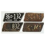 1947, 1949, 1950 & 1956 TN License Plates