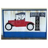 Mid 20th C. Large Drive-In Food Sign w/ T-Model
