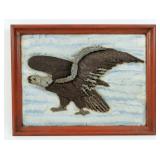 Framed Folk Art Nail Eagle On Board
