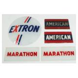 EXTRON Milk Glass Lens & (4) Gas Pump Glass Ads