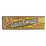 F. R. Knowlton Gold Tip Cigars Cloth Tobacco Sign