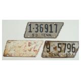 1950, 1953 & 1955 TN License Plates