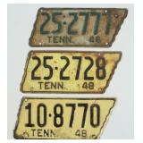 1946 & (2) 1948 Tennessee License Plates
