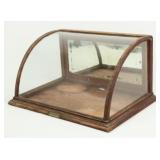 J. Riswig Curved Glass Oak Display Case, C. 1900