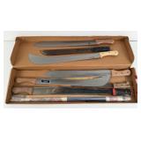 Group w/ (8) Machetes & Budweiser Pool Cue