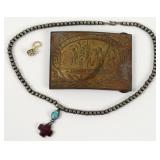 Columbus Buckle, Sterling Cross & 10K Earring