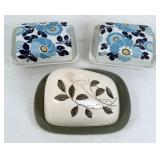 (3) Mid Century Cheese/Butter Dishes