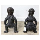Damaged Cast Iron Andirons & Couple