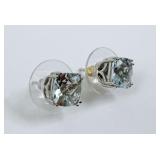 Pair of 14Kt. Solitaire Aquamarine Earrings