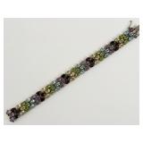 Ladies 7.25" Sterling Multi-Gemstone Bracelet